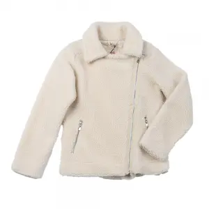 Women’s oblique zipper turned down collar Sherpa fleece jacket