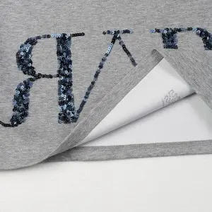 Women’s Sequin embroidery Men’s scuba fabric slim fit track pant crew neck sweater shirt