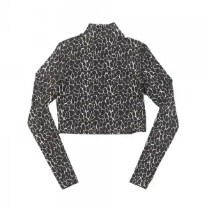 Women’s half zip full print crop long sleeve top