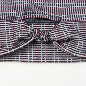 Yarn dye jacquard women’s cut out crop knot top