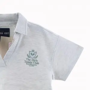 Women Lapel Polo Collar French Terry Sweatshirts with Embroidery