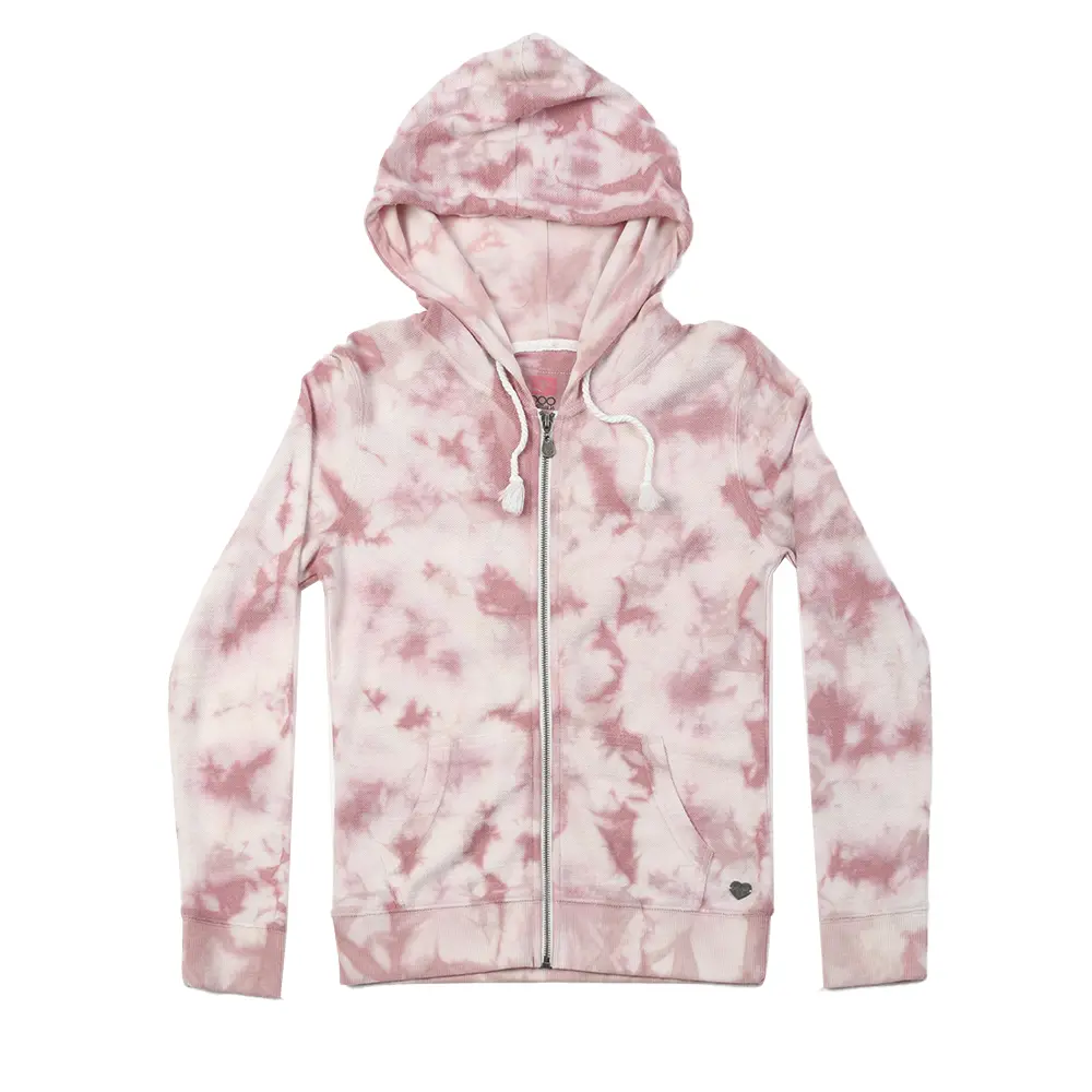 Tie dye women’s zip up casual pique hoodie