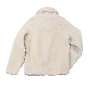 Women’s oblique zipper turned down collar Sherpa fleece jacket