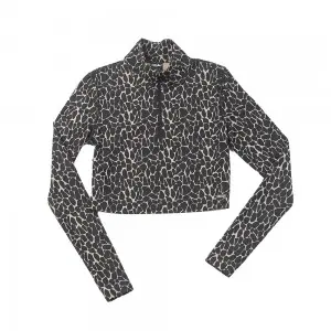 Women’s half zip full print crop long sleeve top